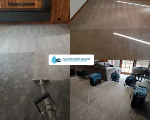 Before and after carpet cleaning in Geelong home - complete red wine stain removal | Rapid Dry