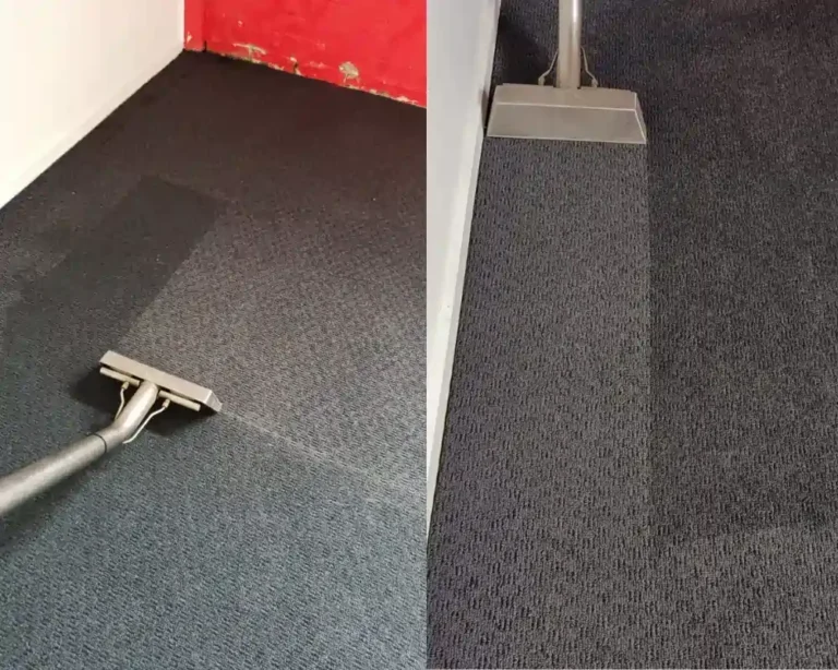 Professional technician steam cleaning a beige carpet in a Batesford living room to remove stains.