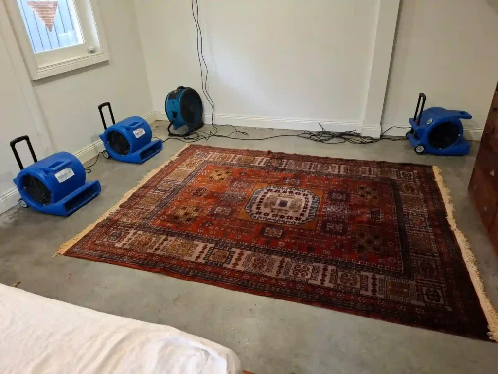 Carpet drying equipment used by Rapid Dry Carpet Cleaning East Geelong after a flood restoration service